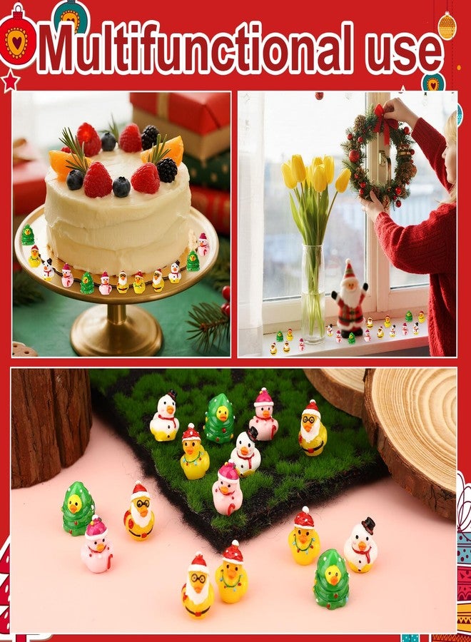Sinbana 50pcs Christmas Resin Ducks, 5 Design Mini Novelty Tiny Ducks Christmas Tree, Snowman, Santa Claus, etc Small Decoration Festival Stocking Stuffers for Miniature Landscape Garden - Image 5